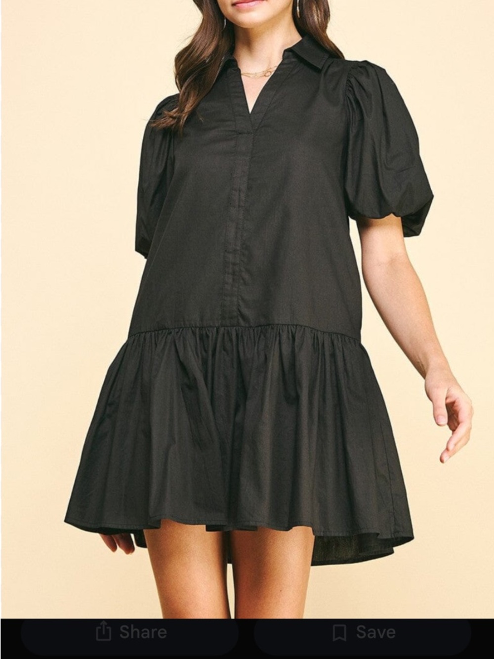 PINCH Black Puff-Sleeve Tiered Mini Dress with Drop Waist - Women's Size Small
